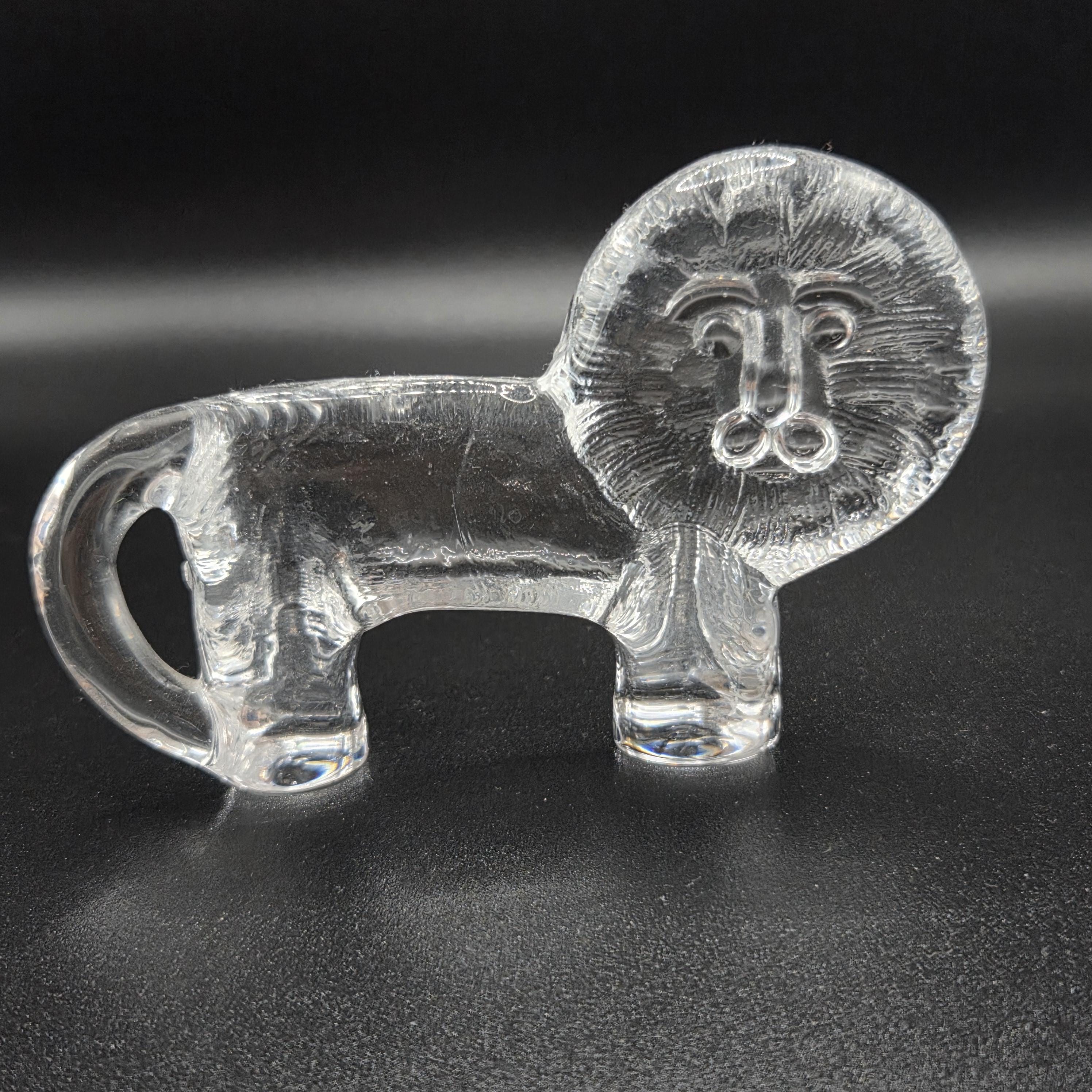 Lisa Larson Royal Krona Glass Lion Figurine | Vintage Swedish Art