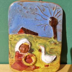 Marbacka, Ake Sandberg, Swedish pottery Asa Gasapiga wall decor 30s-40s, Rar
