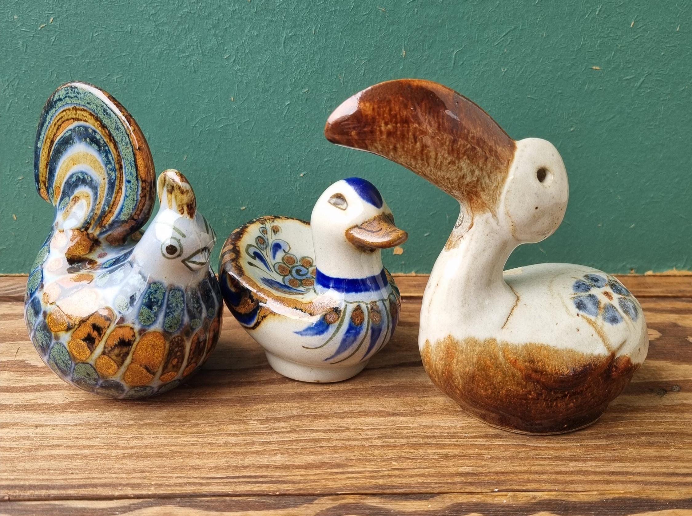El Palomar Vintage Mexiko Volkskunstkeramik, Hahn, Ente, Tukan