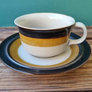 Yamato Pottery Japan, Hiline Nevada, coffee cup and saucer, 70s