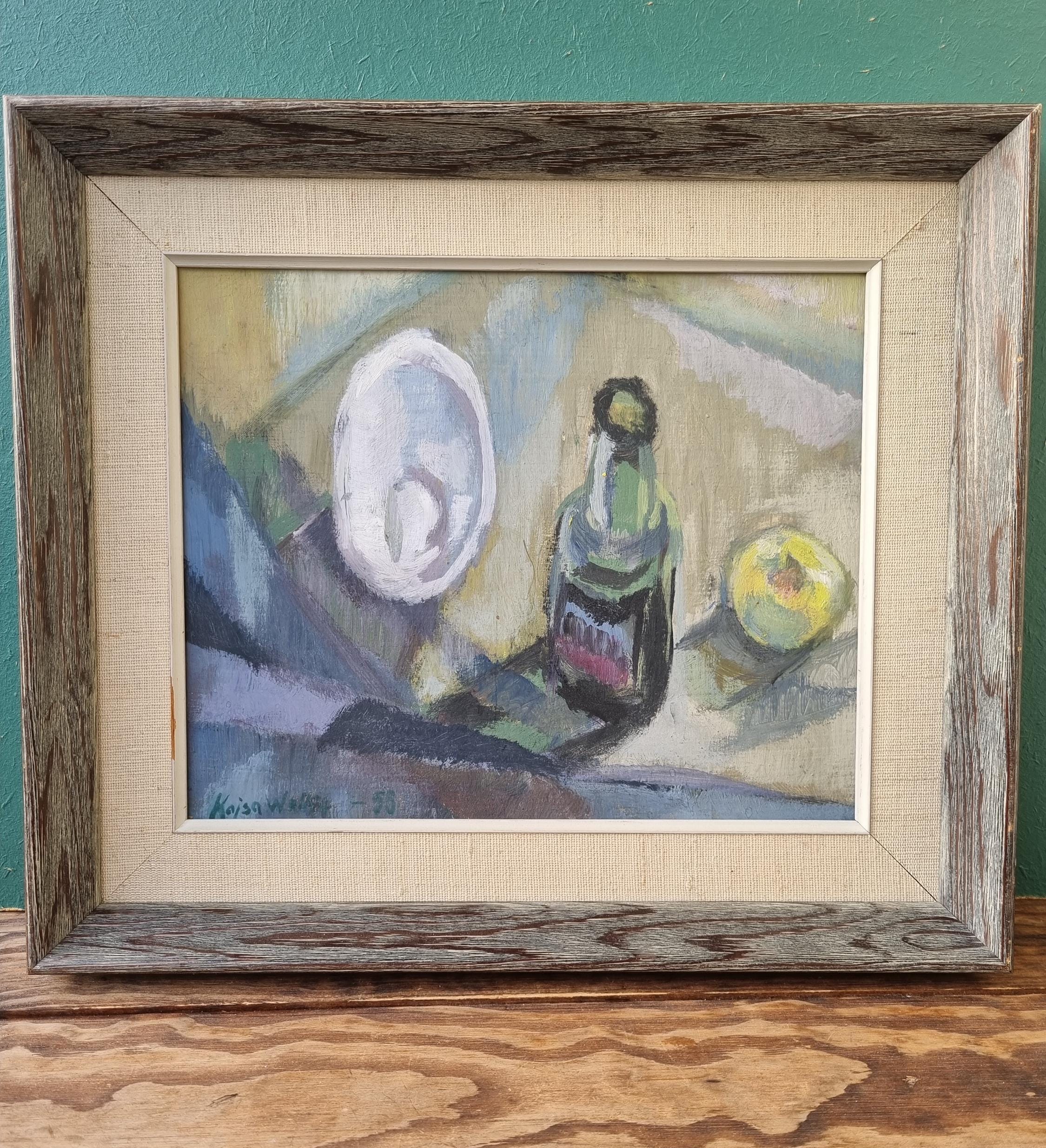 Original Scandinavian painting, still life, gouache, signed Kajsa Wallin , 1955s