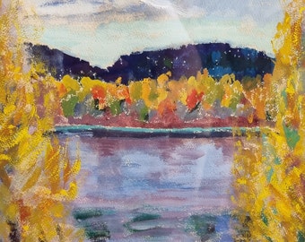 BERTIL SANDEGÖRD , landscape, Sweden, lake, mixed technic 60s