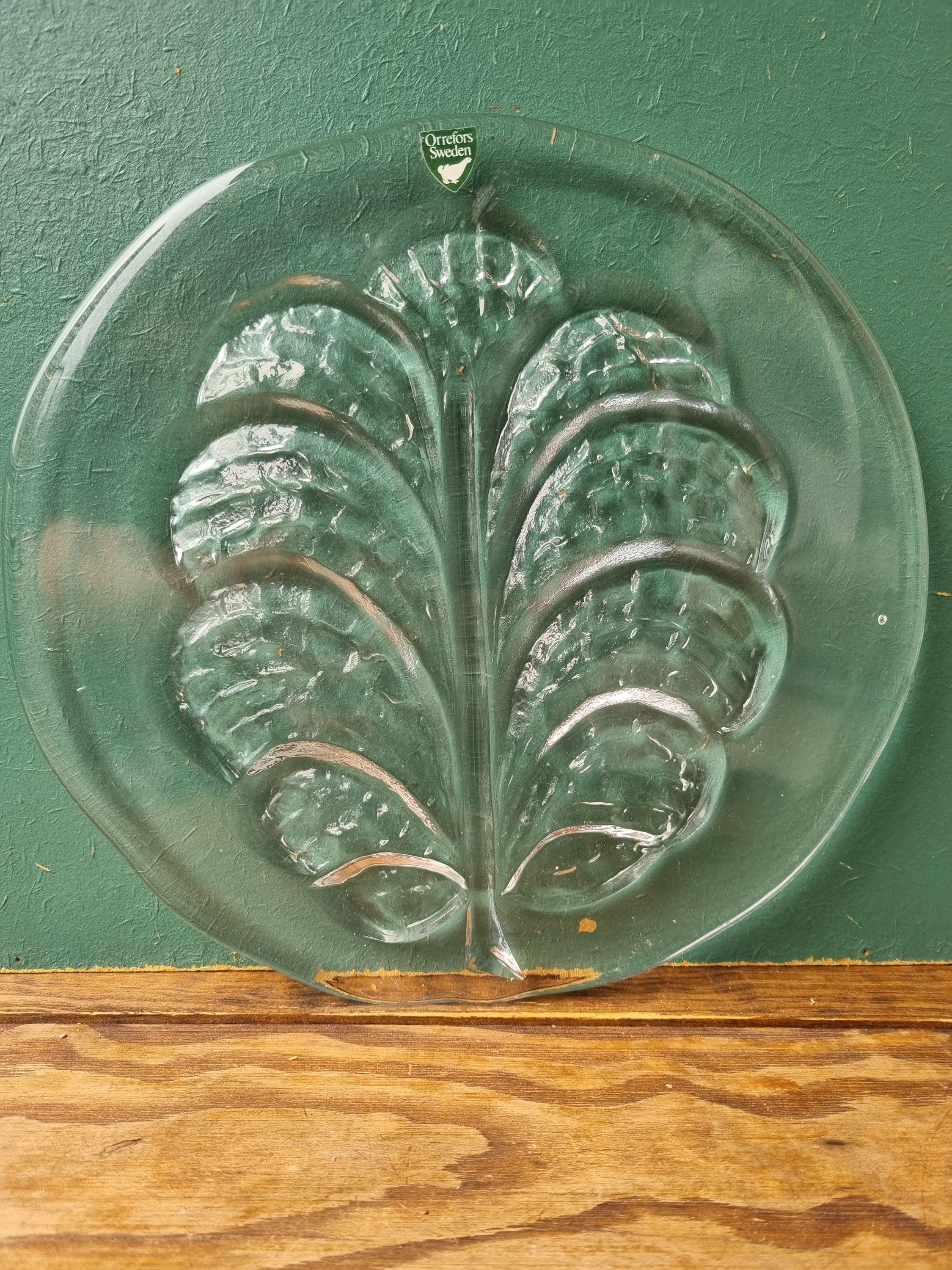 Vintage Orrefors Eden Glass Plate Lars Hellsten Swedish Art Decor