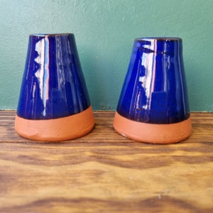 Vintage Blue Ceramic Candle Holders Swedish Set of 2
