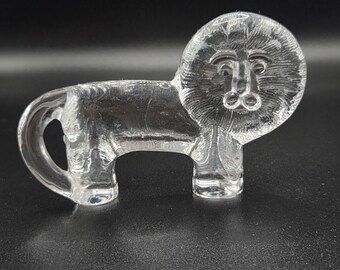 Lisa Larson Royal Krona Glass Lion Figurine | Vintage Swedish Art