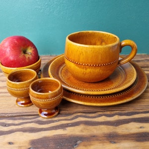 Vintage Höganäs Keramik Old Hoganas yellow  set of 6 pieces