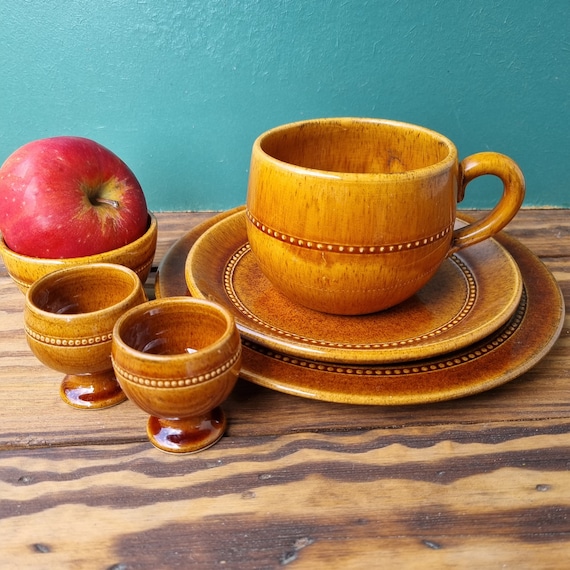 Set of 6 Vintage Höganäs Keramik Sweden, Minimalist Yellow