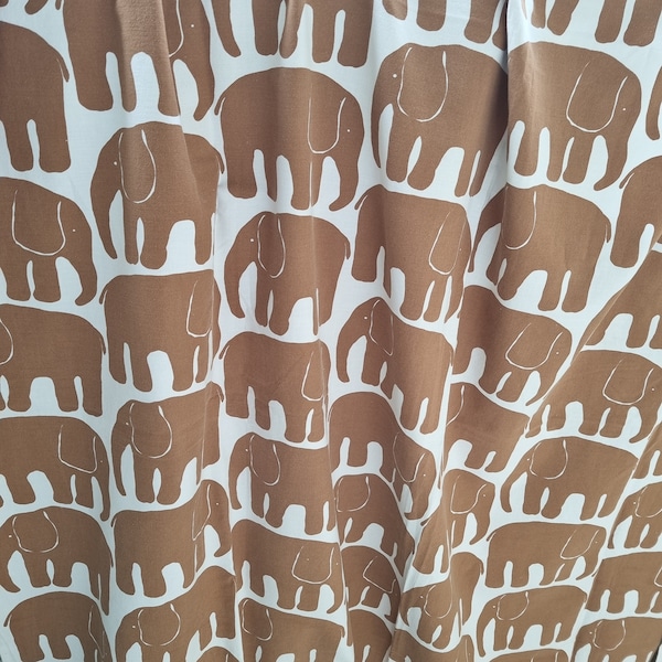 Imprimé Finlayson Elephant, tissu en coton, petit rideau beige crème