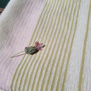 Vintage Swedish Striped Curtains, Pastel Green & Soft Pink  Sheer Panels
