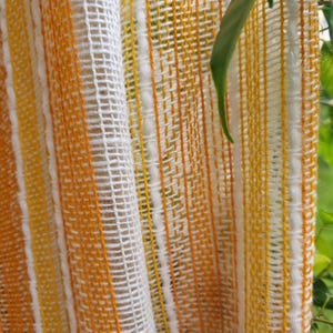 Vintage Swedish Curtain 70s Orange  White Striped , Retro Mid Century Textile