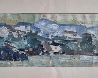 Vintage Swedish Modernist Oil painting, 1957s. signed