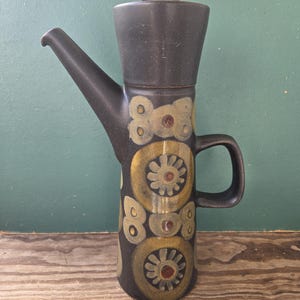 Vintage Denby Arabesque Large Coffee Pitcher | 1960s Samarkand Pottery Gill Pemberton Jug