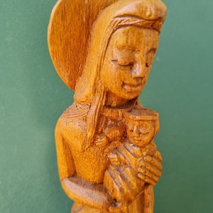 Wooden Figur Madonna vintage Asia, carved Virgin Mary 28 cm