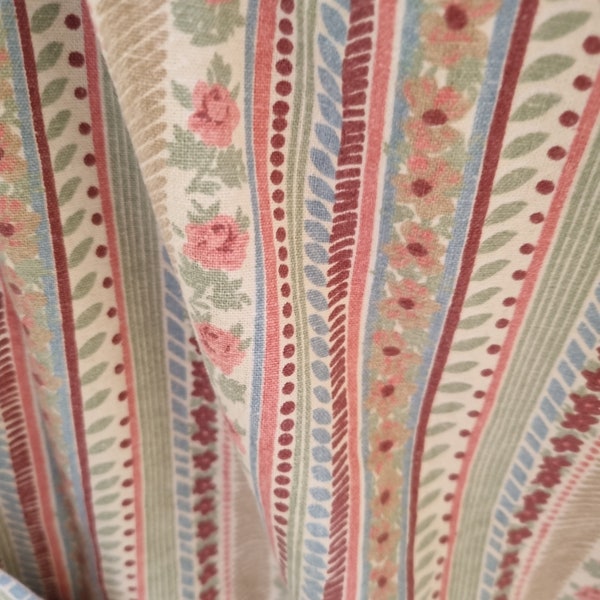 Swedish vintage curtain H37"x L93", vintage panel with stripes and frill