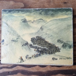 Nils Nilsson Skum Postkarte, Vintage Kunstdruck, Rentierzucht