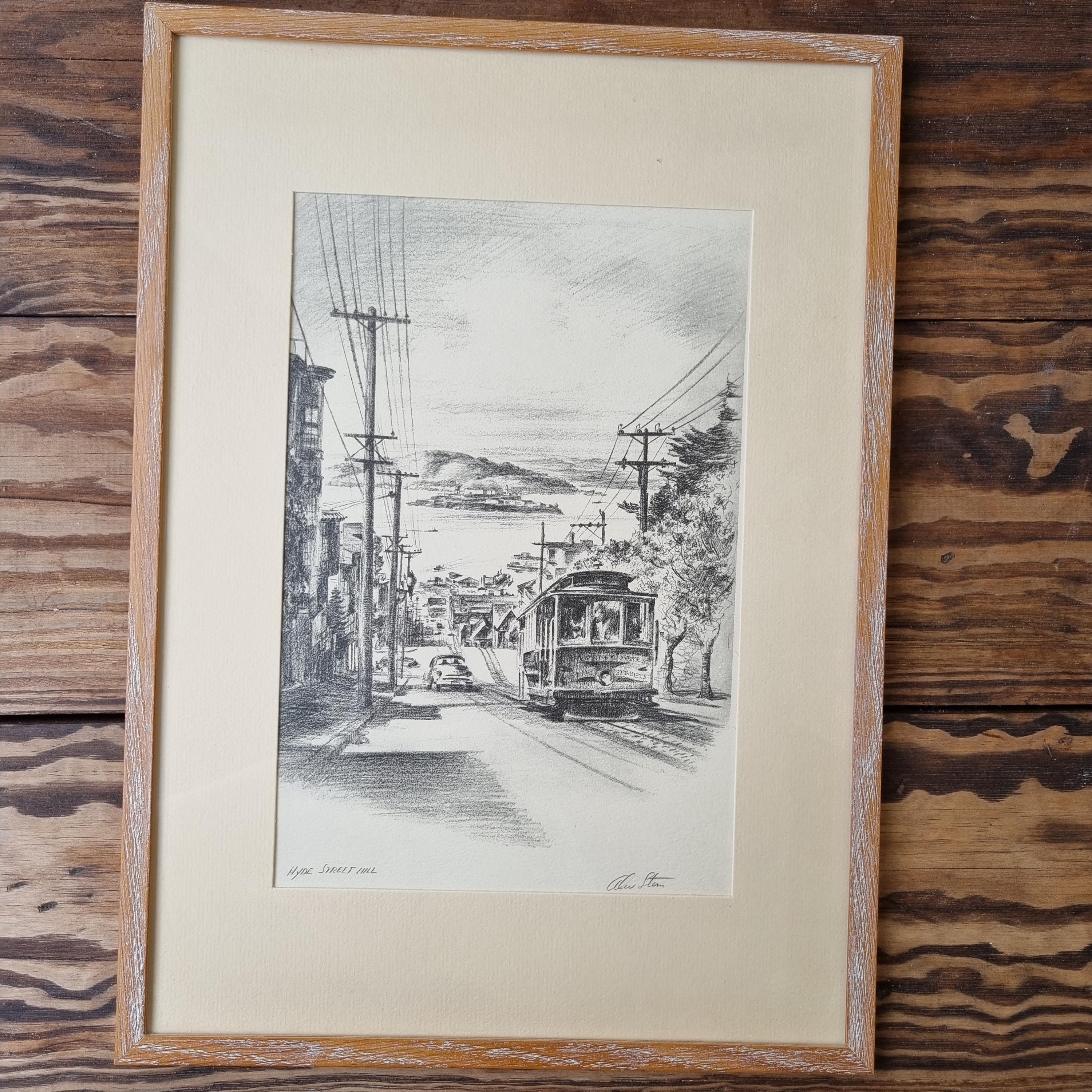 Alec Stern Original Etching | San Francisco Hyde Street Hill Print