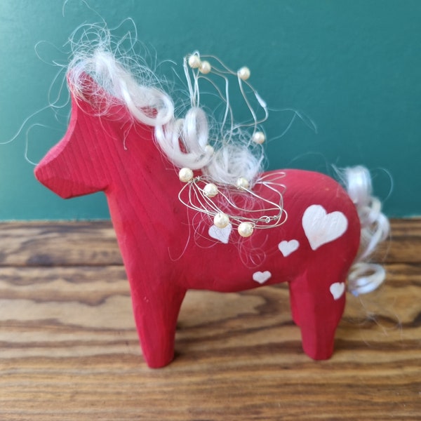 Figurine Dala Horse cheval rouge suédois 17 cm, déco scandinave