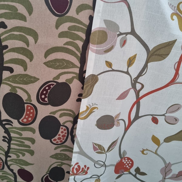 Vintage Fruit Pattern by Hemtex, 2 set, Vintage Fabric cotton, Stoff 45x 200cm