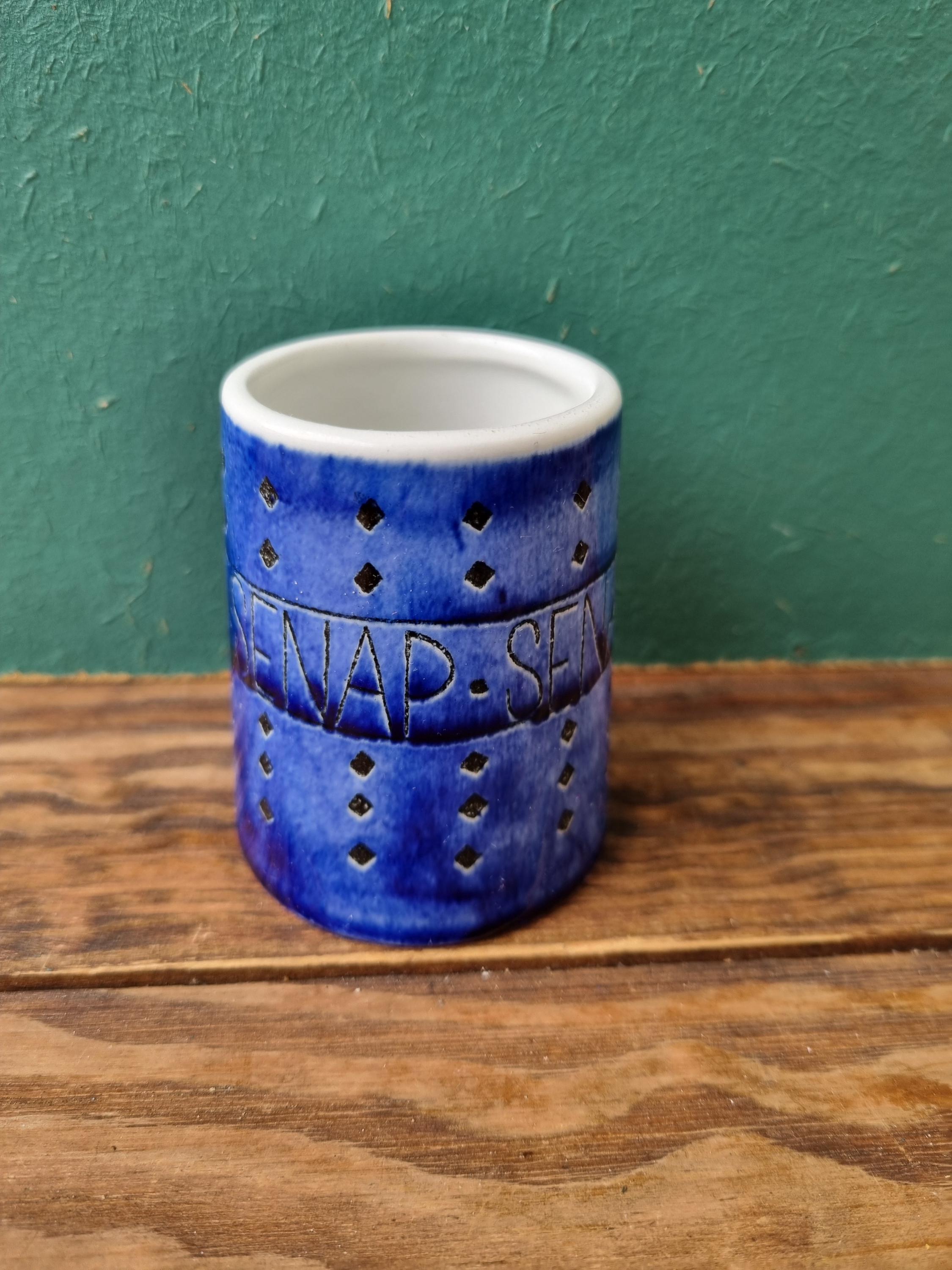 希少な marianne westman picknick Vintage Rorstrand Picknick Mustard Jar Marianne Westman Blue Senap