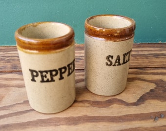 Moira stoneware salt and pepper shakers, old kitchen