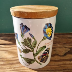 Vintage Porcelain Portmeirion The Botanic Garden Wood Lid Container, Storage Jars
