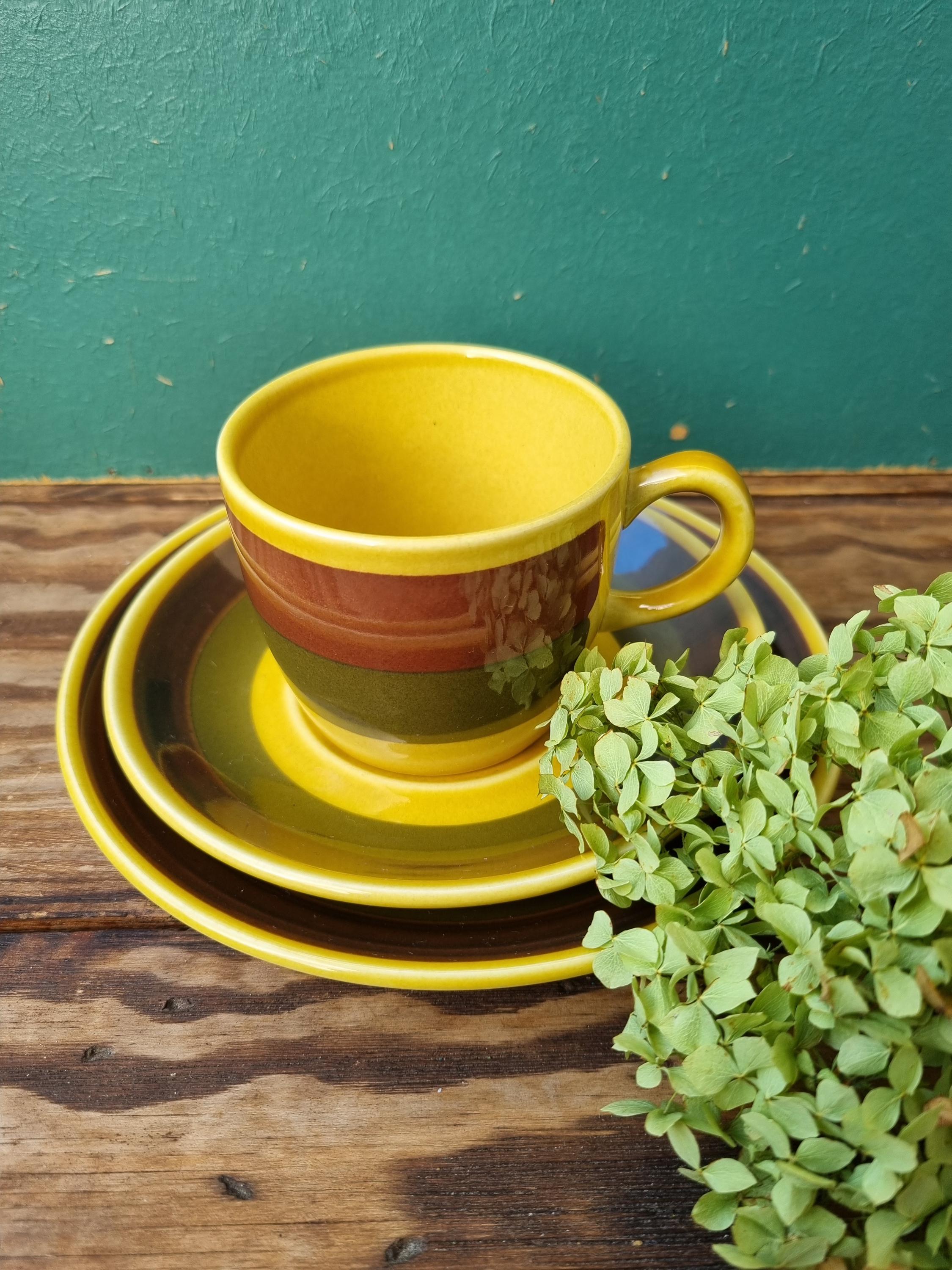 BRUNT MIFA TRINTY タンカラー Stavangerflint Honey Breakfast Coffee Trio by Inger Waage, Vintage