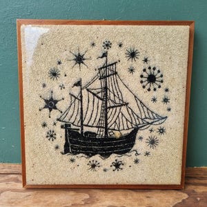 Porsgrund Konrad Galaaen Art Tile Ship, Norway mural vintage 1971