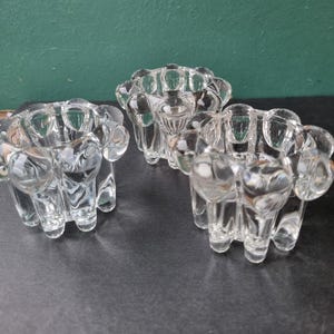 Vintage Flower Shaped Trio Candle Holders Retro 70s Home Decor