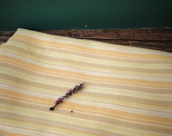 Vintage Finlayson Striped Tablecloth, Pastel Yellow Orange Finnish Retro Nordic Textile