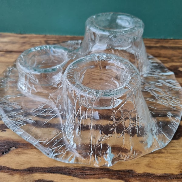 Meri Lasi Volcano Candlestick Art Glass Tea Light Holder Pertti Kallioinen 80s