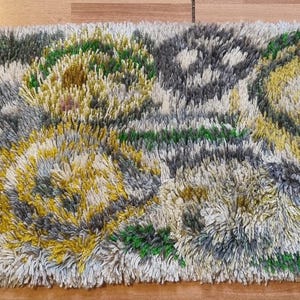 Vintage Swedish Rya Rug 1970s Wool Wall Hanging, Atomic Age