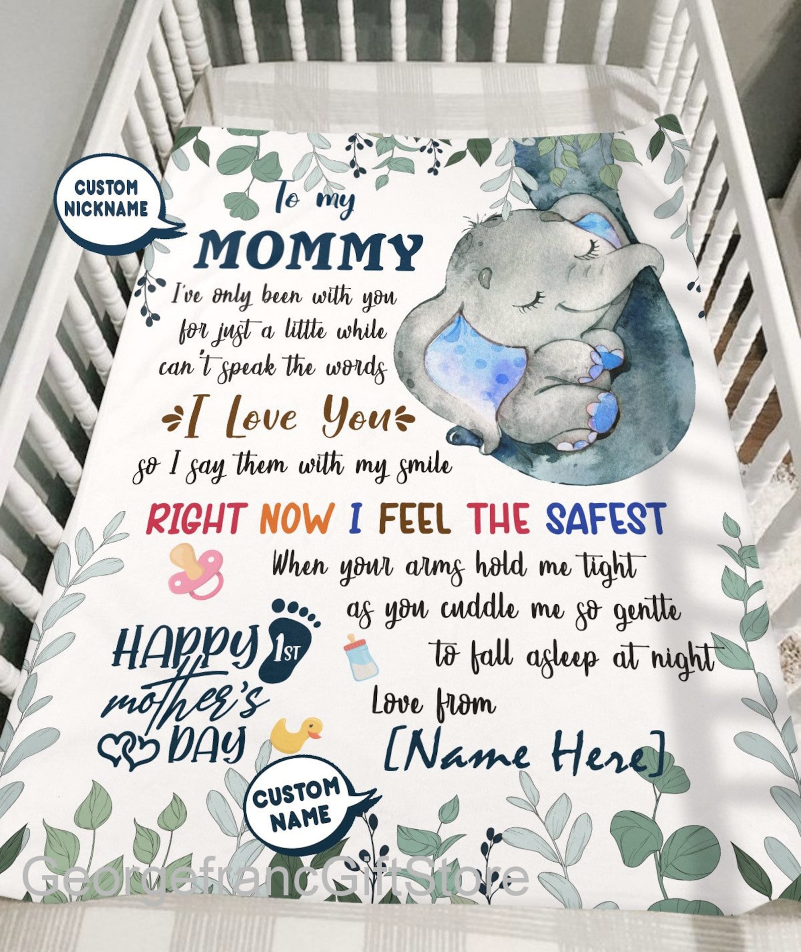Personalized To My Mommy Blanket 1st Mother's Day Gift Etsy