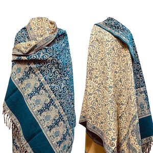 LUXURY HANDMADE BLUE winter wool Scarf Yak Wool comfortable scarf Shawl Blanket stole unisexTravel Wrap Meditation Soft gift for her