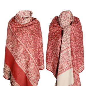 BEIGE ORANGE Scarf shawl Handmade PURE Yak Wool floral paisley scarf Shawl Blanket Throws Large Shawl Travel Wrap Meditation Soft Shawl Gift