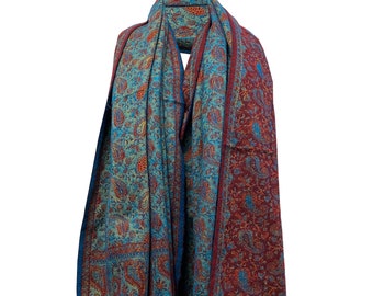 MAROON BLUE WINTER Scarf shawl Handmade PureYak Wool  paisley scarf Shawl Blanket Throws Large Shawl Travel Wrap Meditation Christmas gift