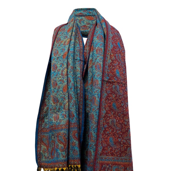 MAROON BLUE WINTER Scarf shawl Handmade PureYak Wool  paisley scarf Shawl Blanket Throws Large Shawl Travel Wrap Meditation Christmas gift