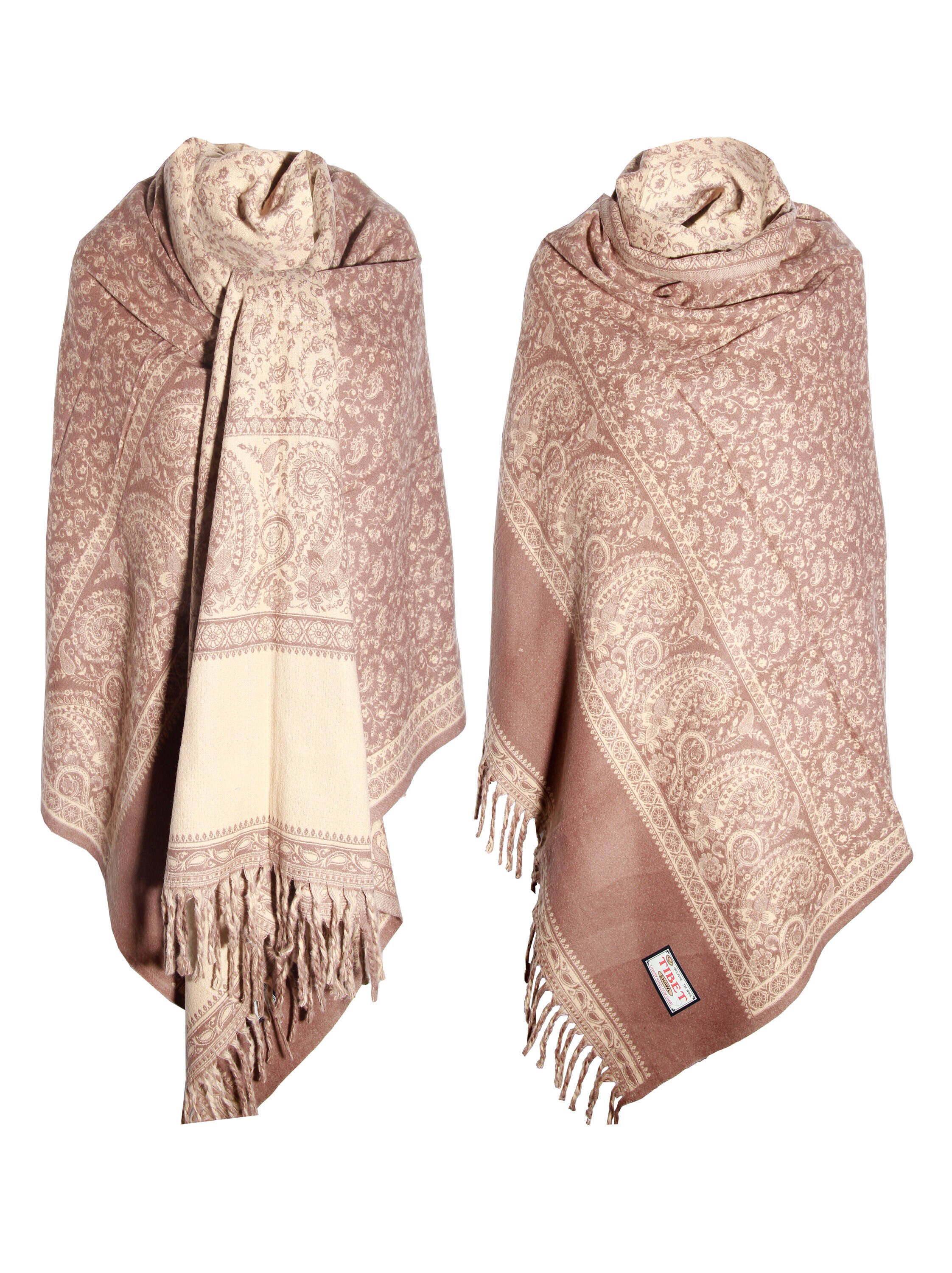 LUXURY HANDMADE soft brown floral Scarf Yak Wool comfortable scarf Sh…