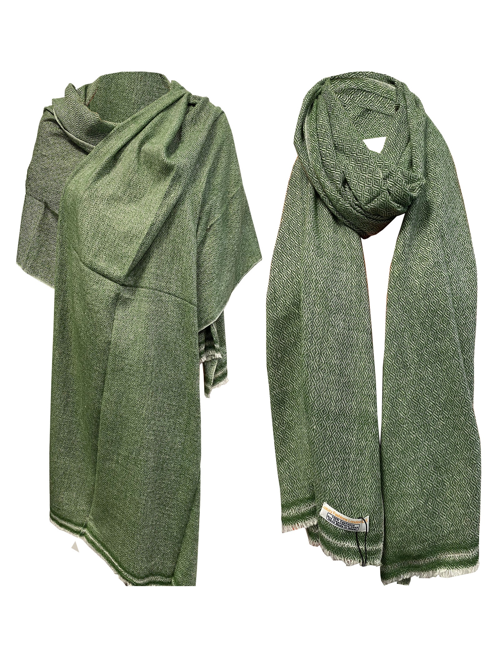 LUXURY HANDMADE Cashmere Green Scarf NATURAL Super Soft Winter - Etsy