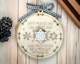 Adorno navideño de madera, regalo de amistad, decoración navideña hecha a mano.