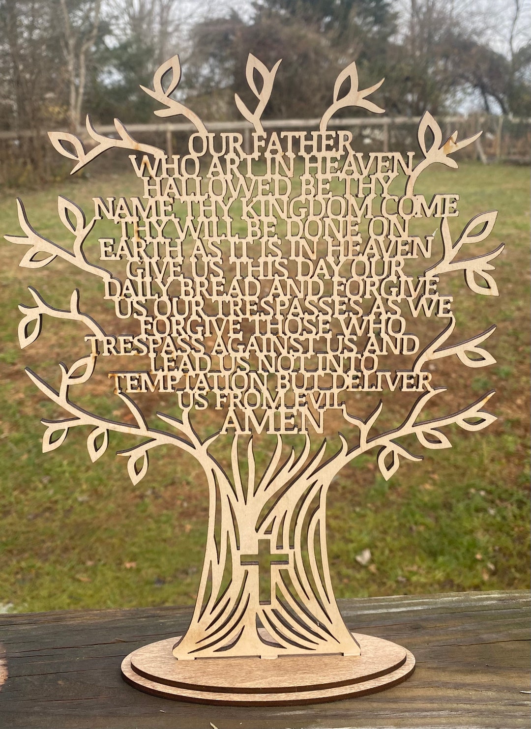 Wood Lords Prayer Tree, Our Father Inspirational Decor, Laser Engraved ...