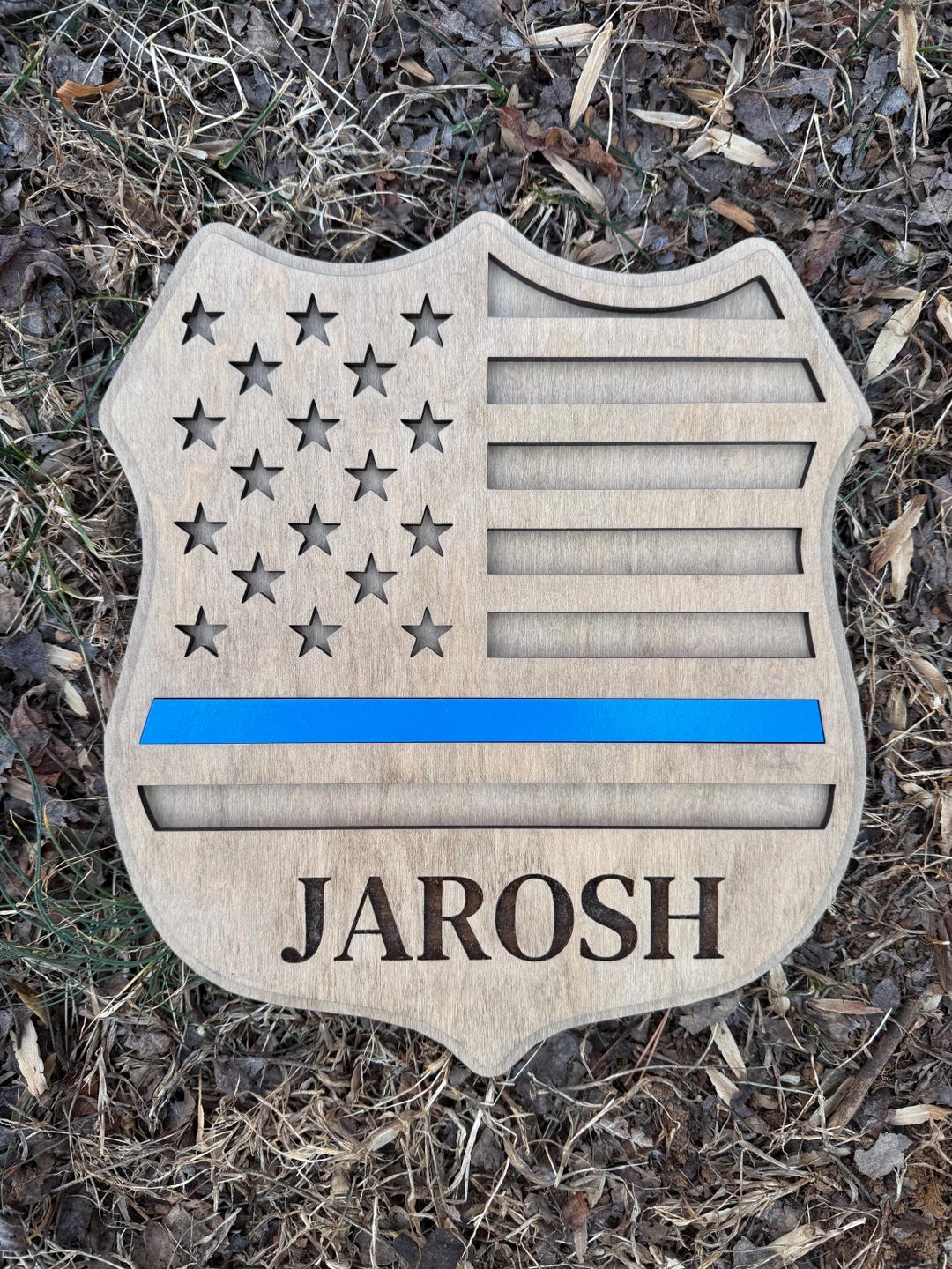 Personalized Layered Thin Blue Line Shield, Law Enforcement Plaque - Etsy