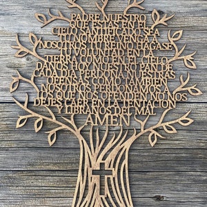 Lords Prayer (Spanish Version), Our Father (Spanish Version), Wooden Prayer Tree, Padre Nuestro, Árbol de Oración del Padre Nuestro