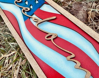 Wood Patriotic Sign, 4th of July Stars and Stripes, American Flag
