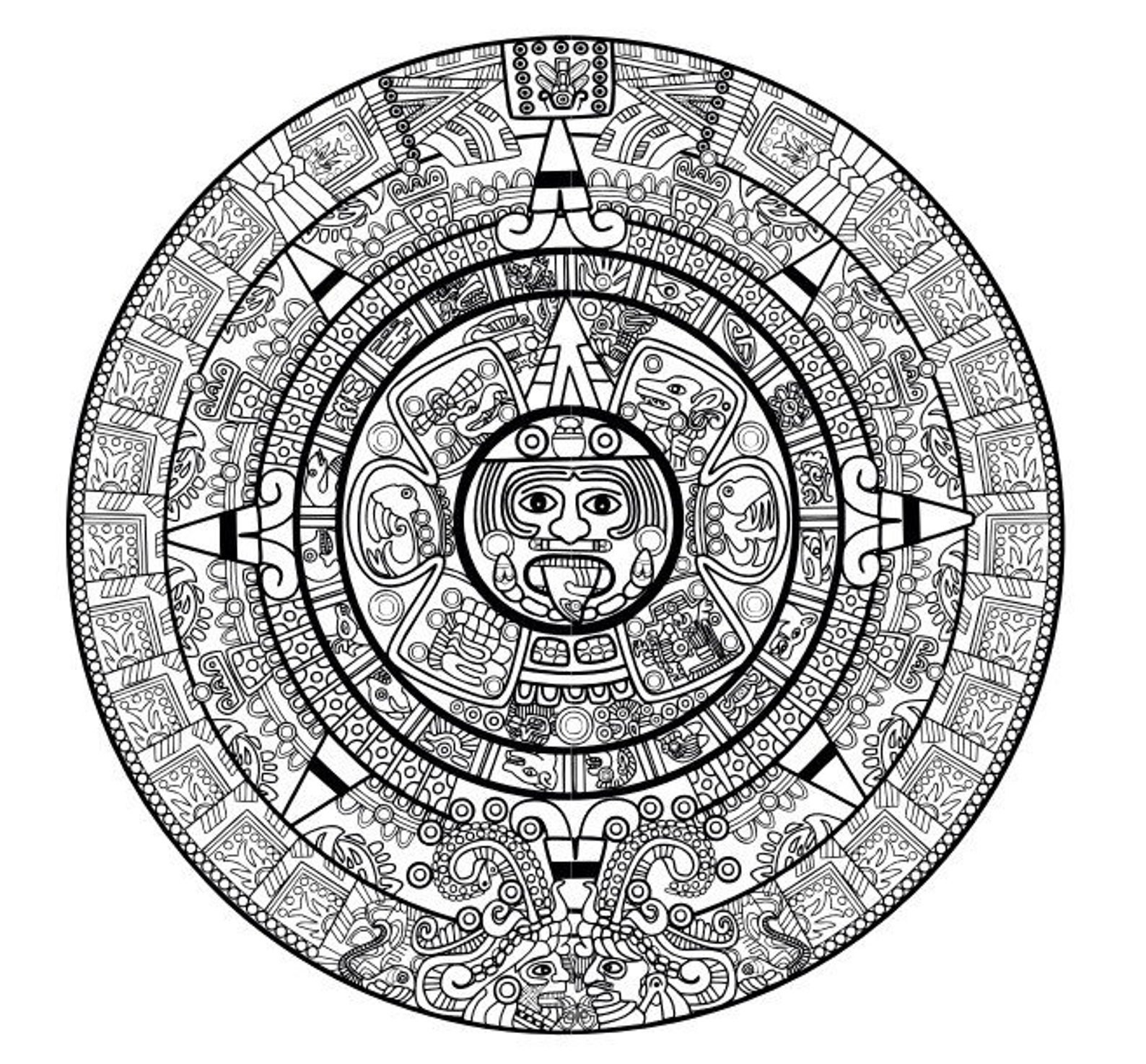 Mayan Calendar Vector This cnc files DXF CDR dxf files for Etsy