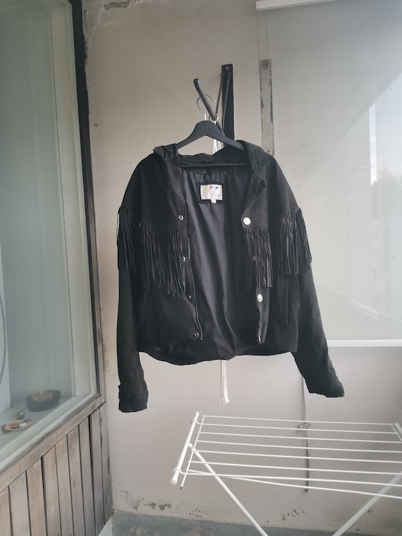 Leather fringe jacket