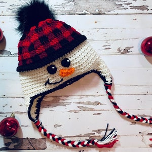 CROCHET PATTERN | Buffalo Plaid Children’s Snowman Hat Pattern | Crochet Hat Pattern | Kid's Hat | Pattern