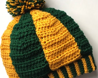 Green Bay Packer Mütze MUSTER| Digitales Packer-Hut-Muster | Green Bay Hut Muster | Packer Wintermütze Muster | Grün & Gold Hut Muster