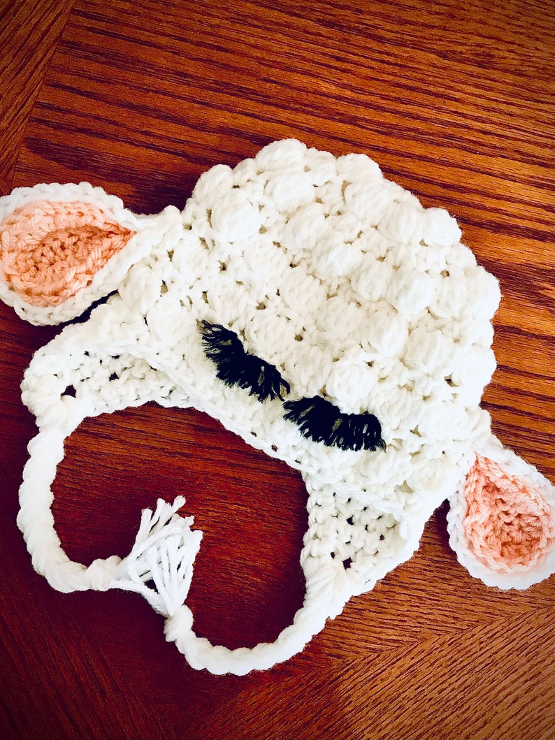 White Lamb Hat Newborn Gift Easter Lamb Hat Fluffy Lamb Hat Lamb Hat Baby Easter Hat Lamb Hat with Earflaps Baby Lamb Hat