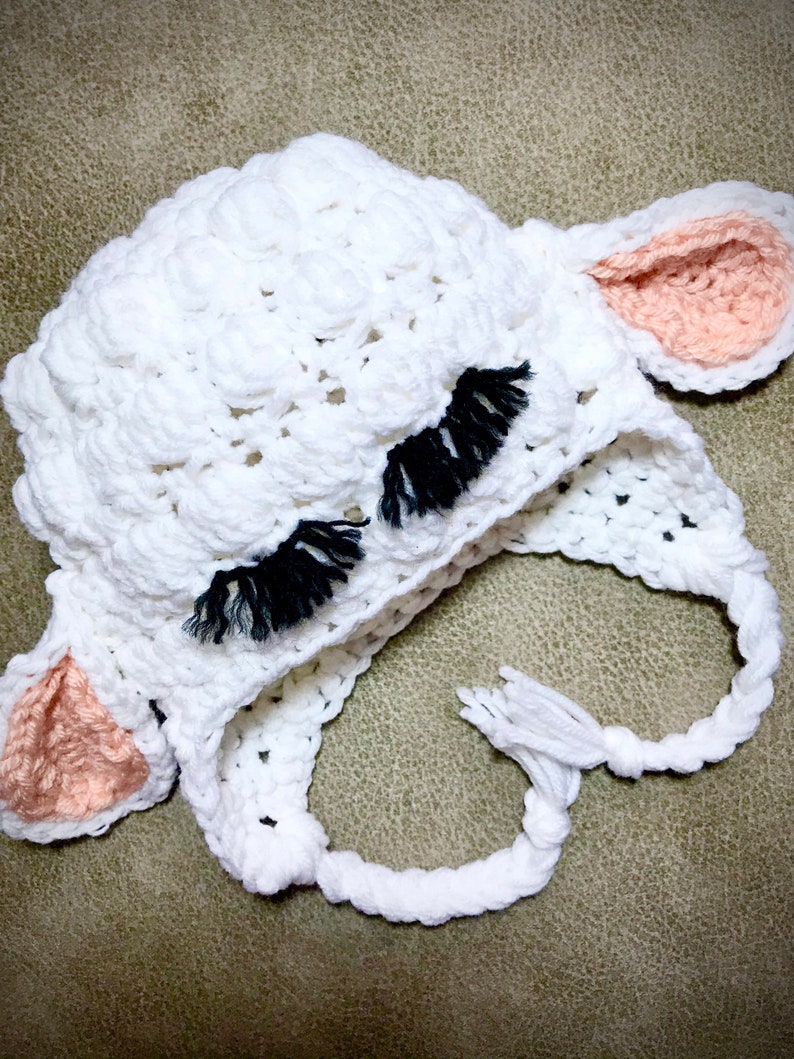 White Lamb Hat Newborn Gift Easter Lamb Hat Fluffy Lamb Hat Lamb Hat Baby Easter Hat Lamb Hat with Earflaps Baby Lamb Hat
