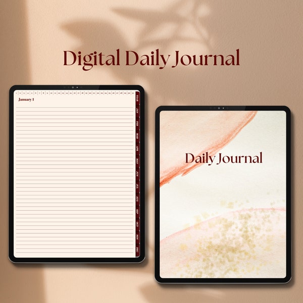 Digital Daily Journal | Daily Journal | Digital Journal | Daily & Monthly Journal | Hyperlinked iPad Journal GoodNotes, Notability